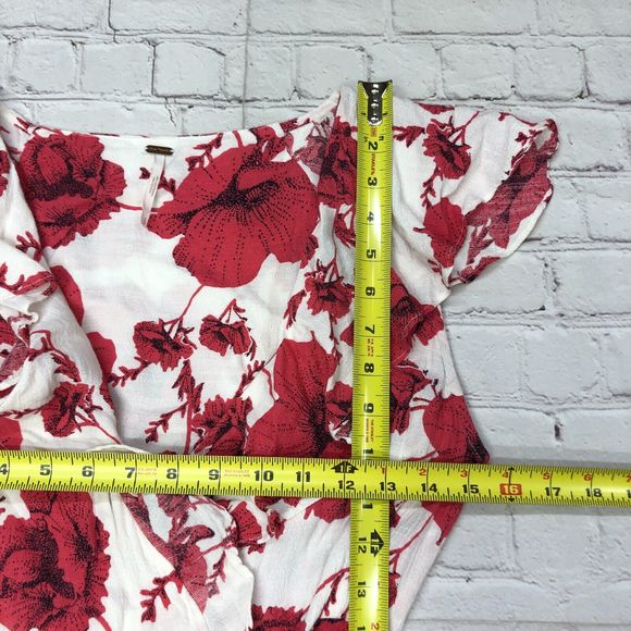 Free People Women Floral Print Ruffled Wrap Dress Size Small B234 -16 - Picture 4 of 12